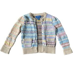 Polo Ralph Lauren Girls Fair Isle Cotton-Blend Cardigan Size 4
